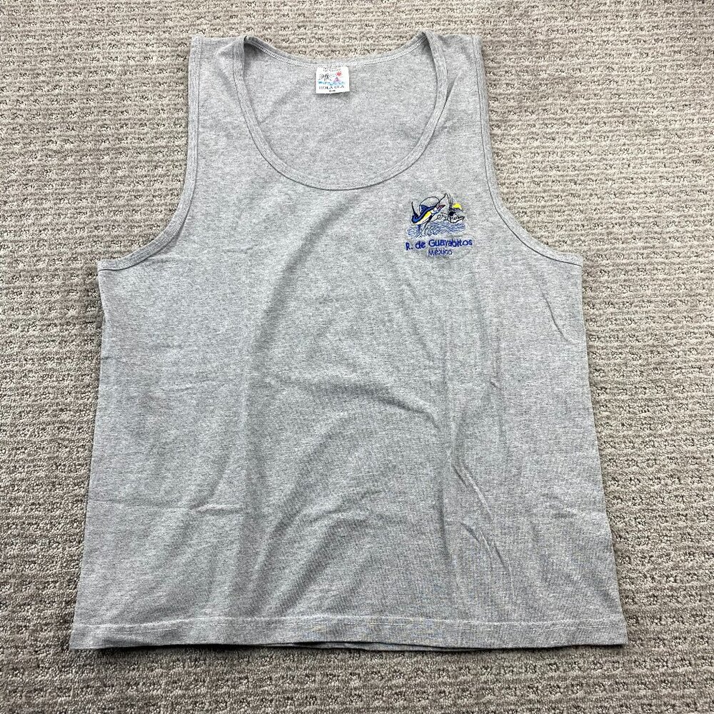 Vintage Shirt Tank Men Large L Gray Sleeveless T-Shirt R. De GUAYABITOS Mexico